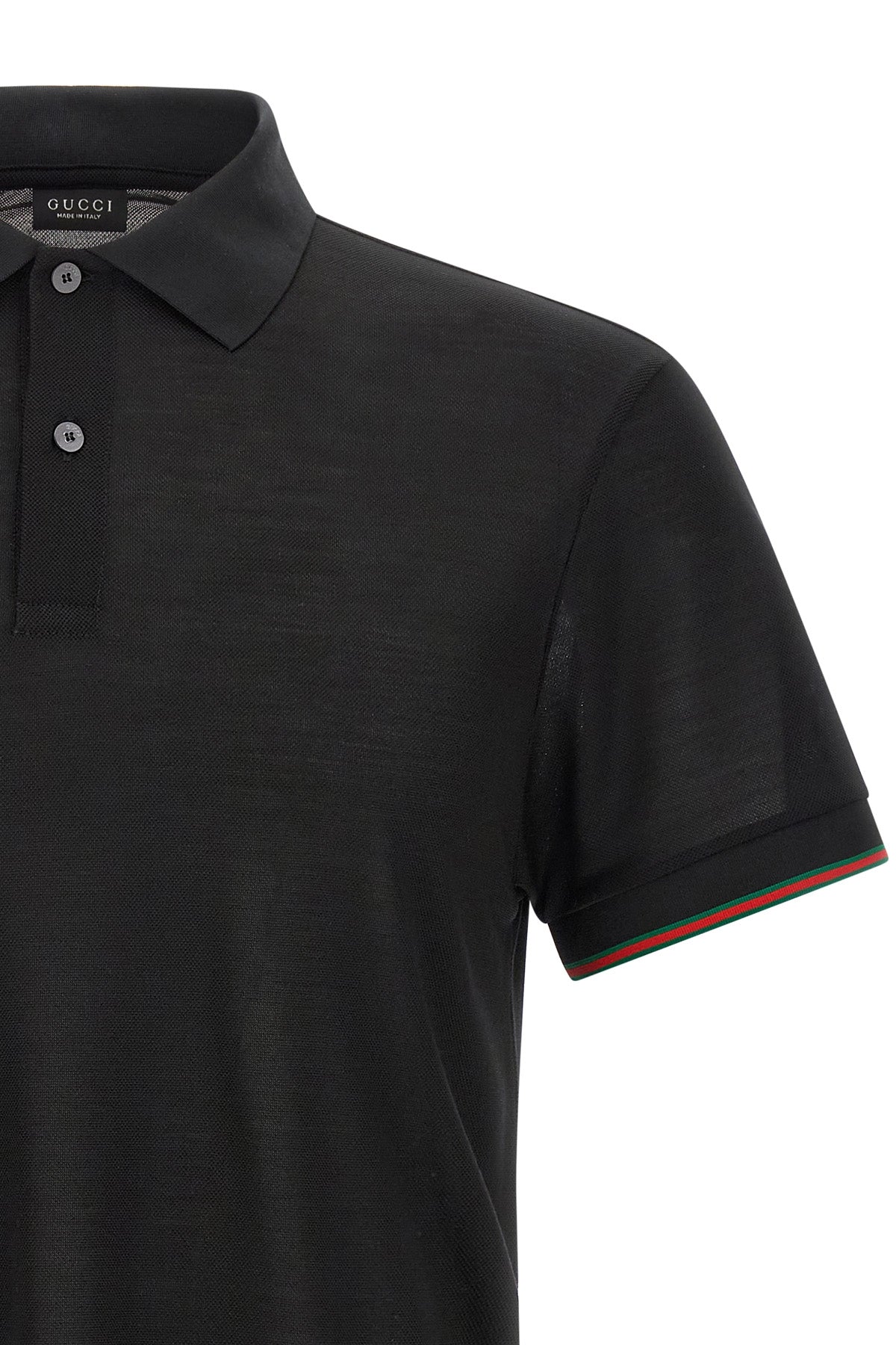 Gucci Men's Web Detail Silk Jersey Polo in Black - image 3