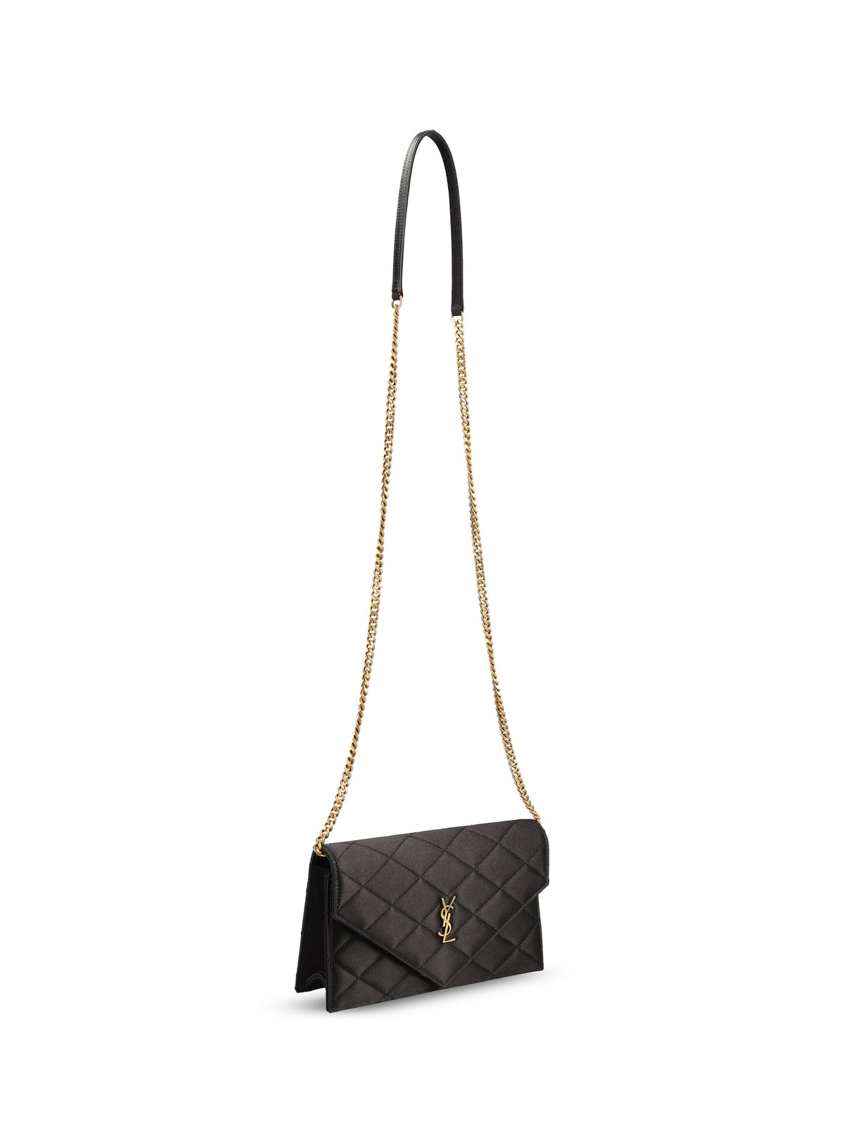 Saint Laurent Women's Silk Satin Paris Pouch in Black - view 3