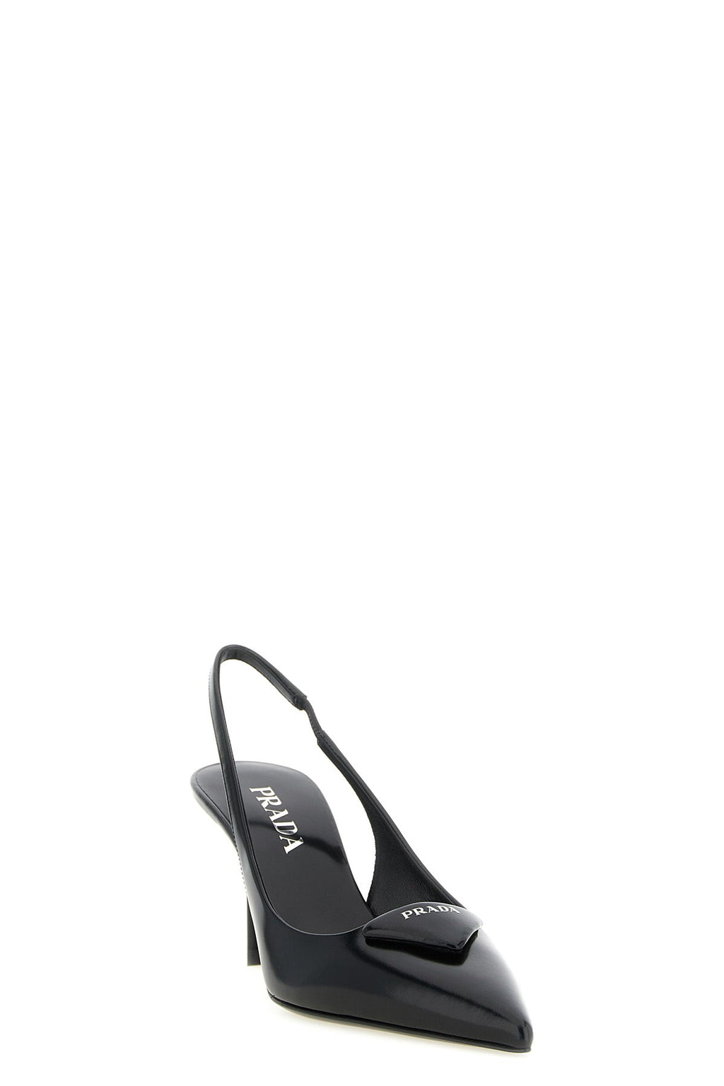 Prada Women's Black Brushed Leather Slingback Pumps - image 3