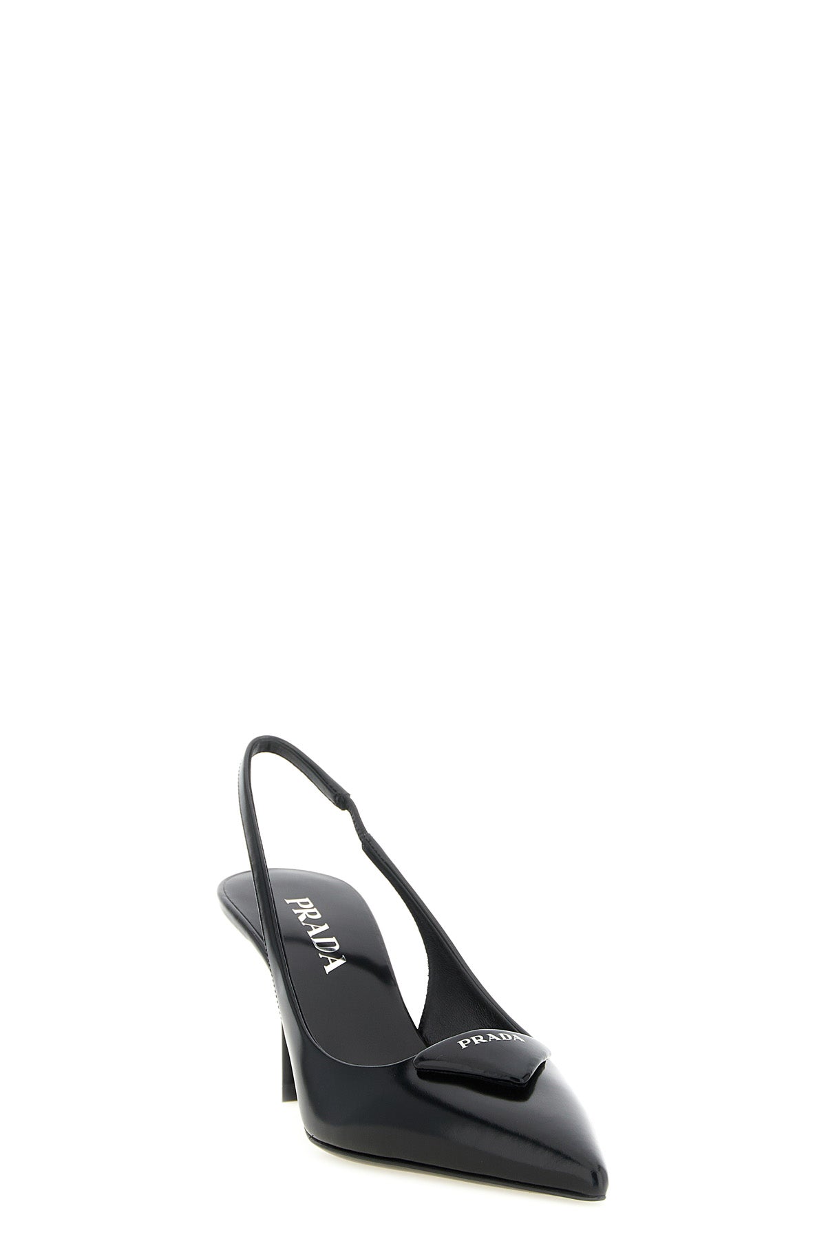 Prada Women's Black Brushed Leather Slingback Pumps - image 3