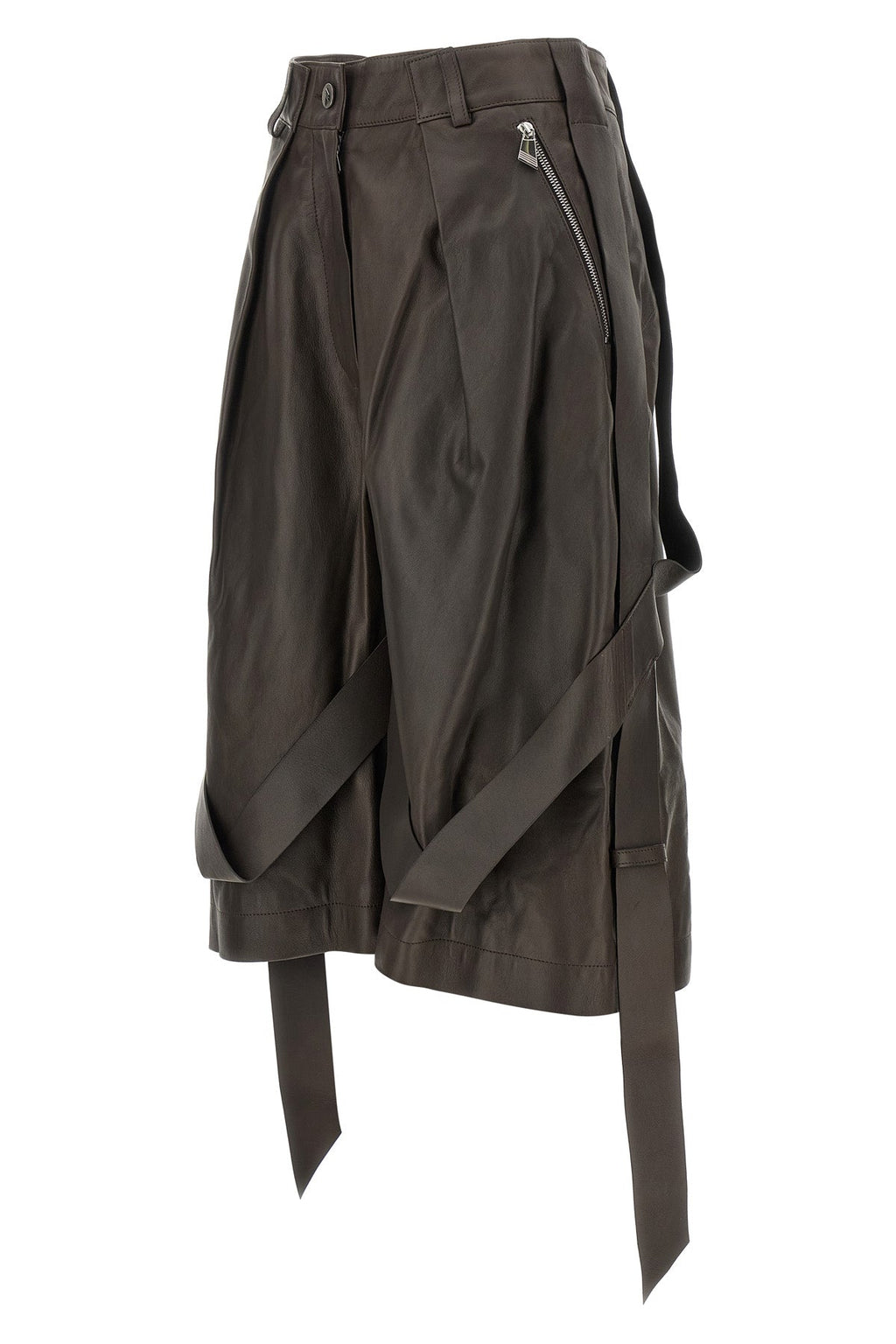 The Attico Women's Brown Leather Bermuda Shorts - image 3