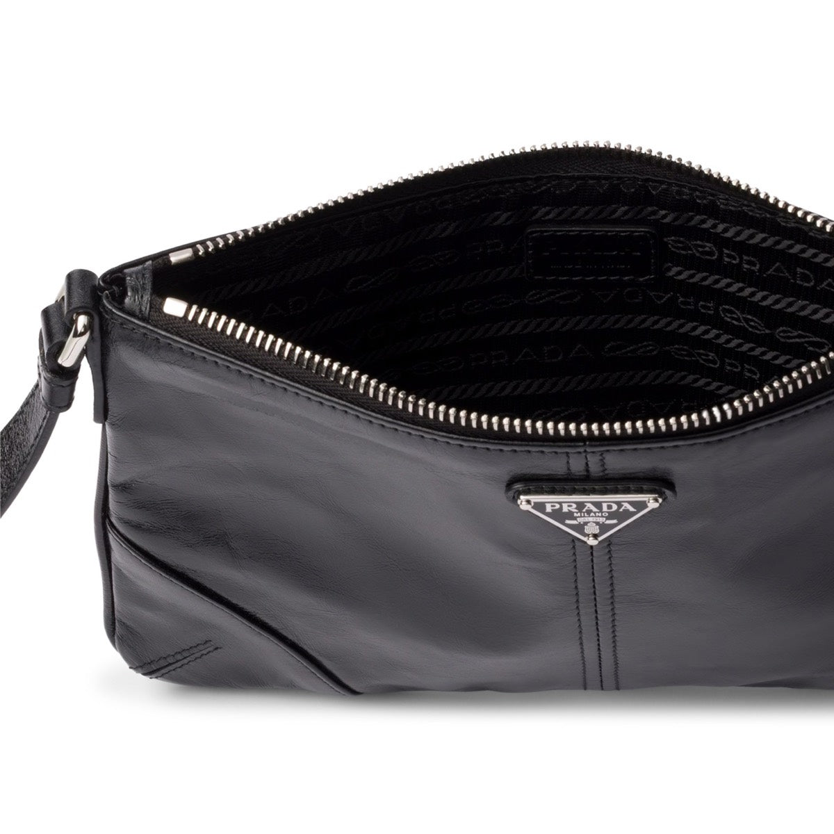 Prada Men's Calf Leather Smartphone Holder Bag in Black