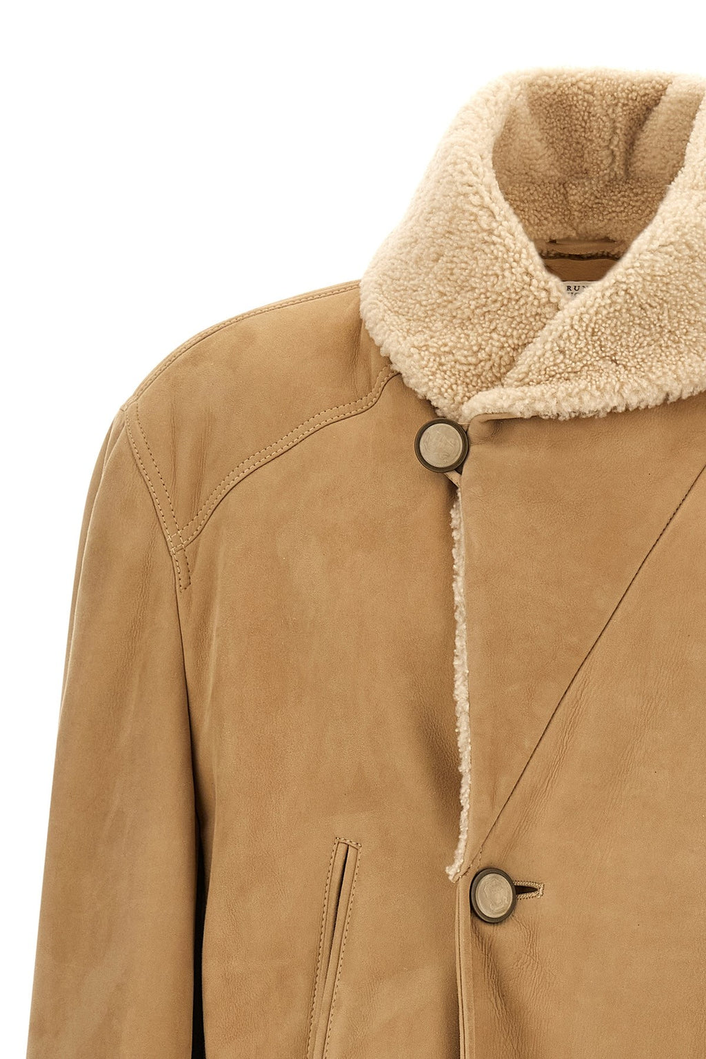Brunello Cucinelli Men's Caban Shearling Curly in Beige - view 3
