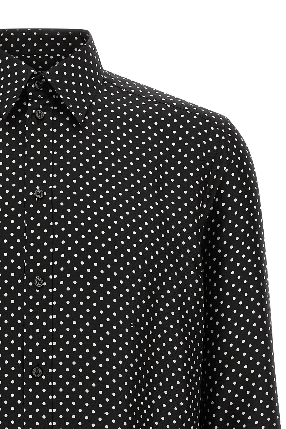 Dolce & Gabbana Men's Martini Shirt in White/Black Silk - view 3