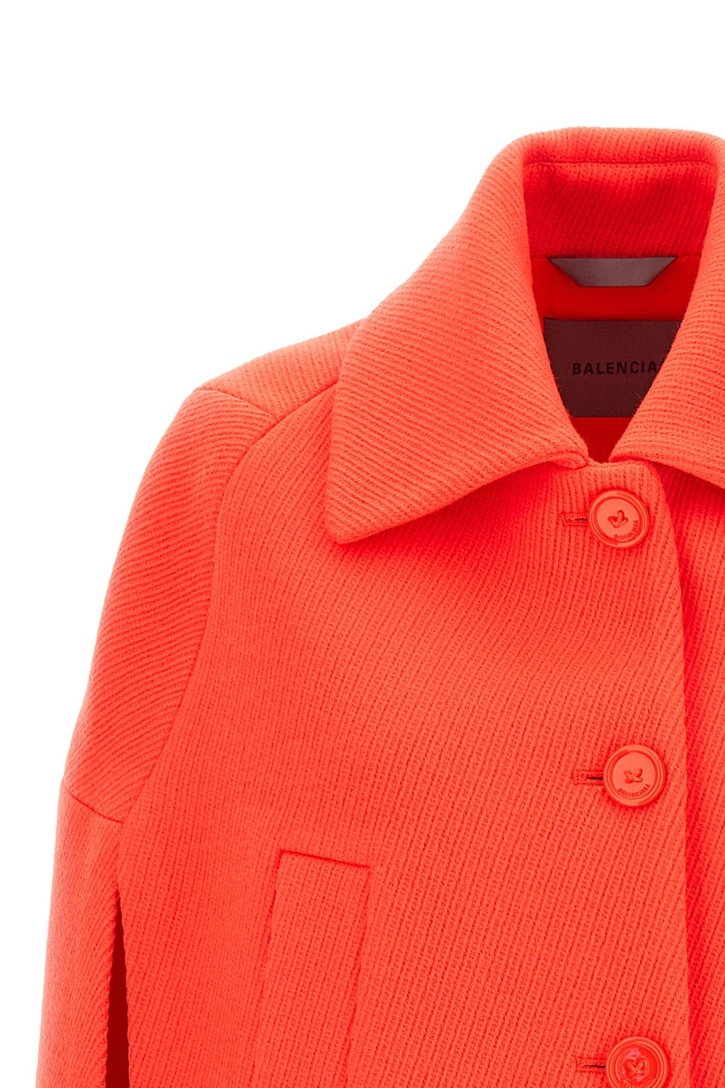 Balenciaga Women's Cape Coat in Orange Wool - view 3