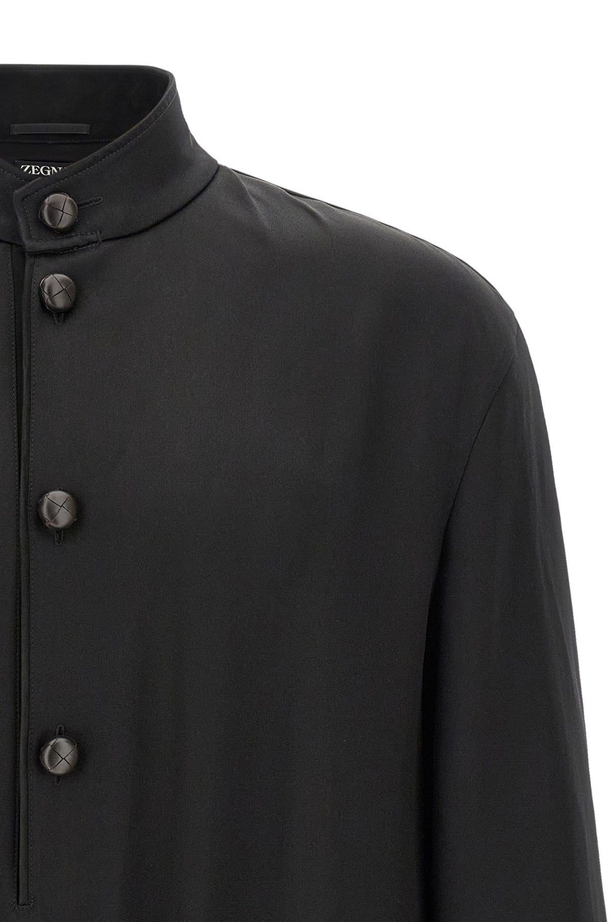 Zegna Men's Mulberry Silk Sweatshirt in Black - view 3