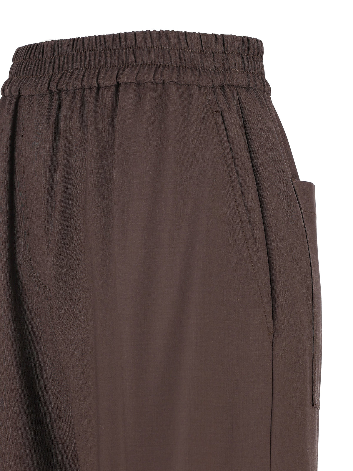 Brunello Cucinelli Women's Virgin Wool Trousers in Brown - view 3