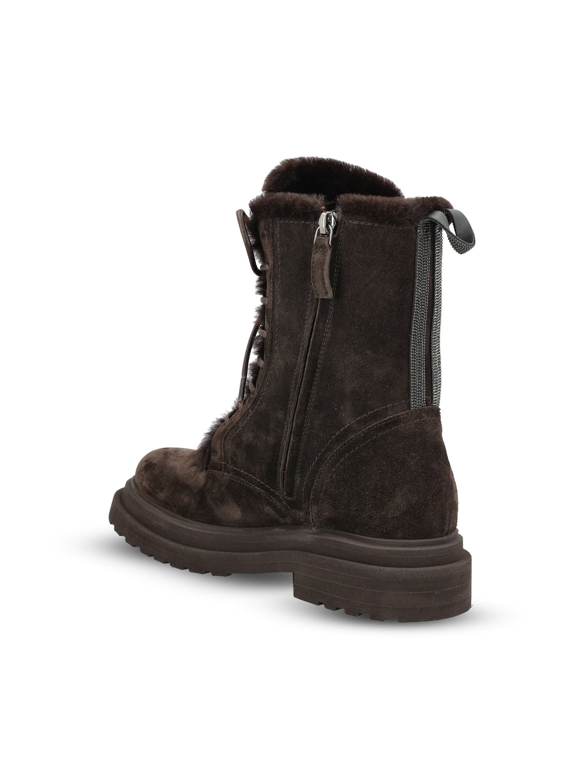 Brunello Cucinelli Women's Suede Lace-Up Boots in Brown - view 3