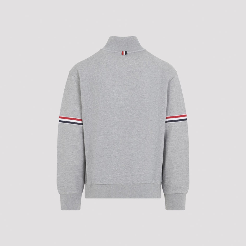 Thom Browne Men's Cotton Funnel Neck Pullover in Grey