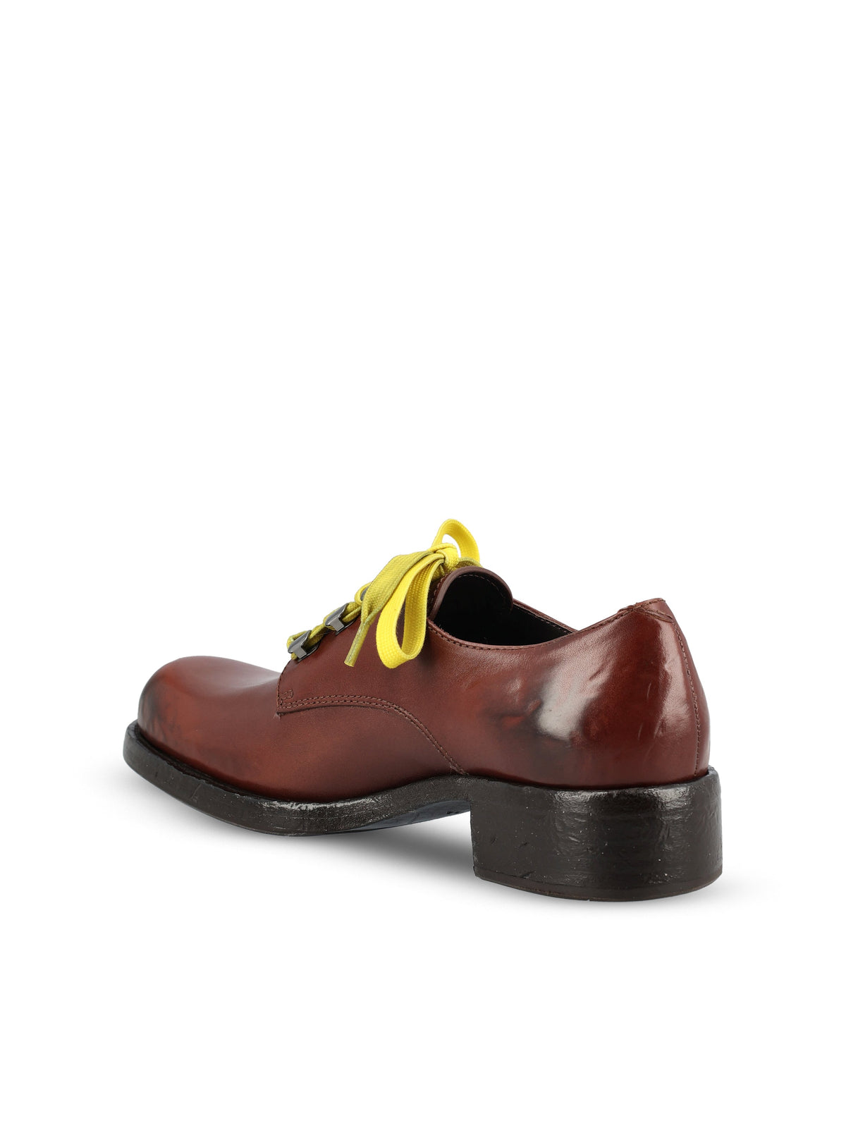 Prada Women's Antique Leather Lace-Up Shoes in Brown - view 3