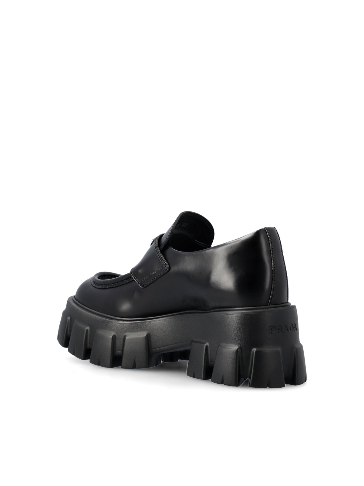 Prada Women's Monolith Brushed Leather Loafers in Black - view 3