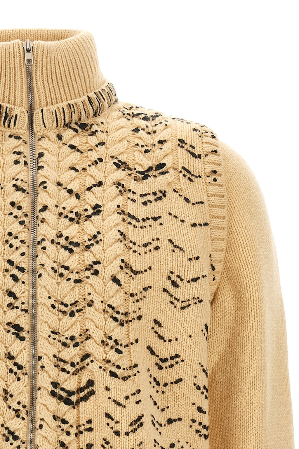 Maison Margiela Men's Openwork Knit Cardigan in Beige Wool - view 3