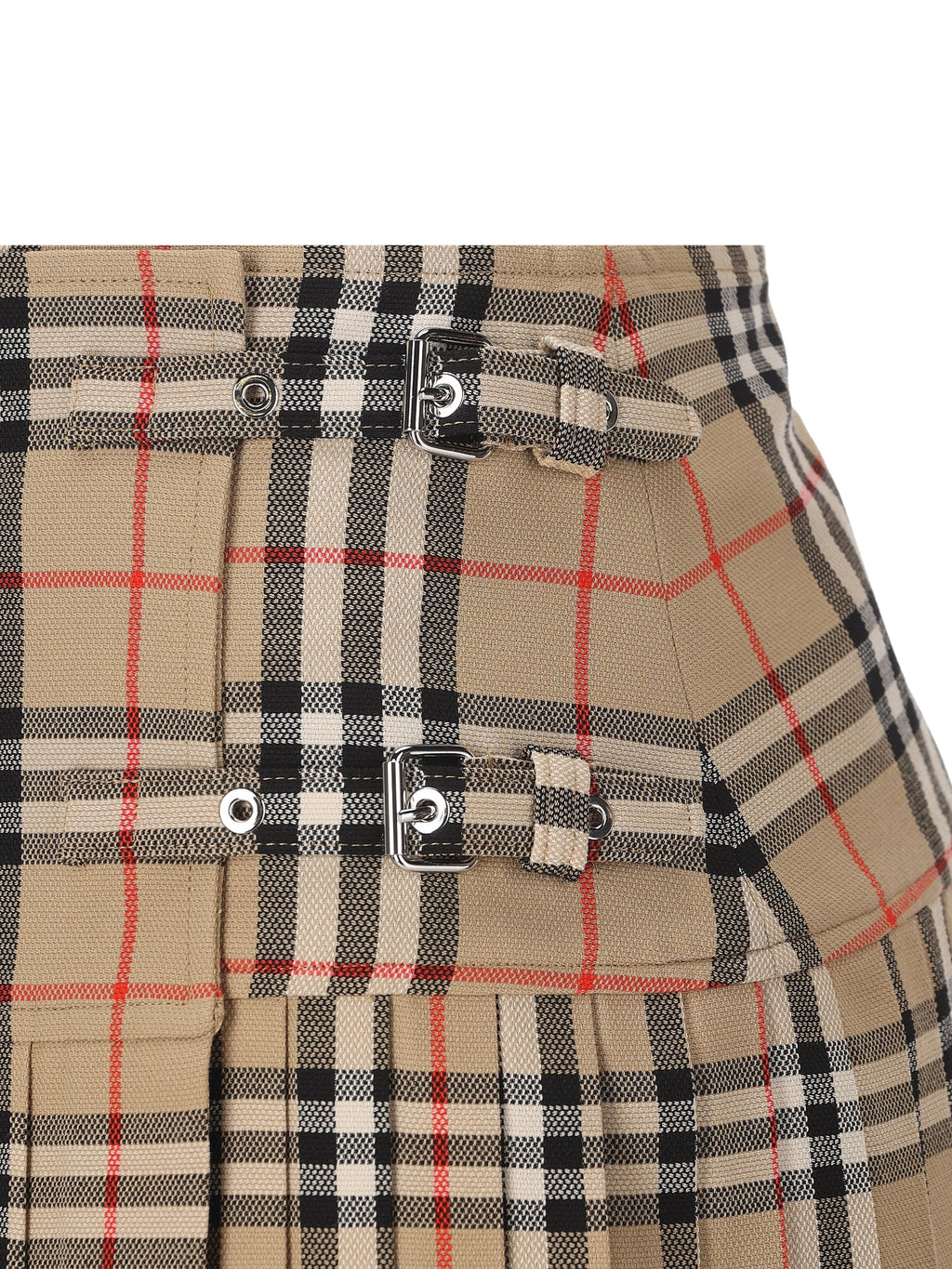 Burberry Women's Check Wool Mini Kilt in Beige - view 3