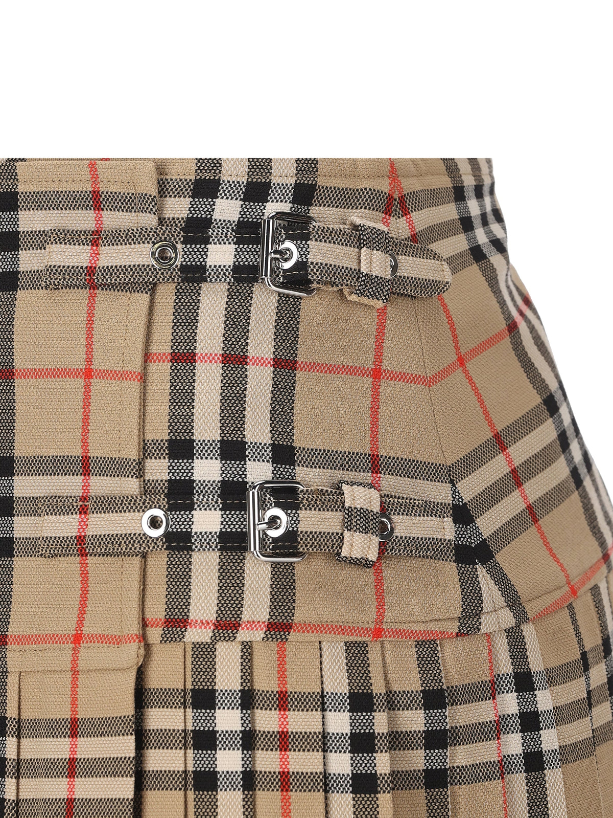 Burberry Women's Check Wool Mini Kilt in Beige - view 3