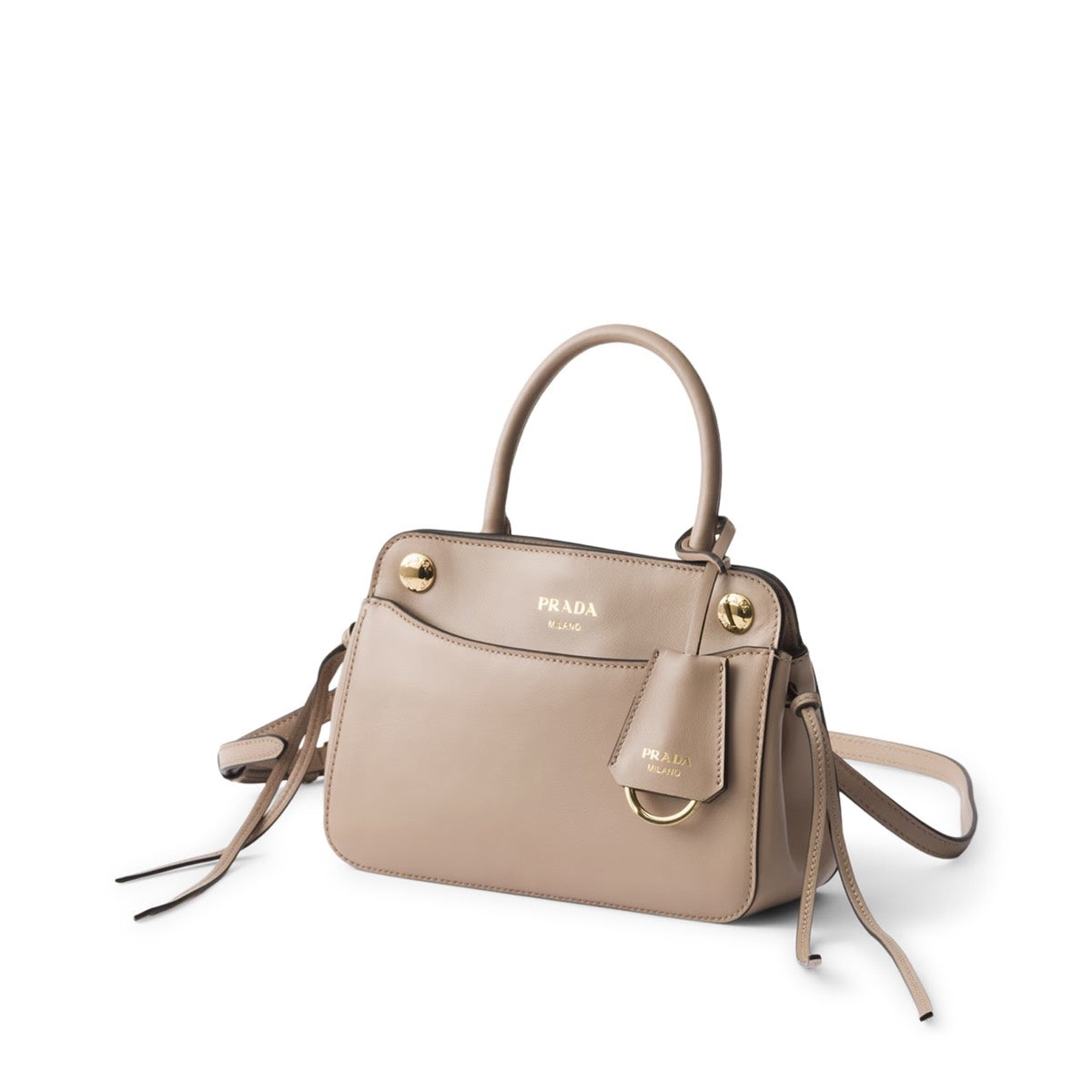 Prada Women's Calf Leather Carry Bag in Cammeo