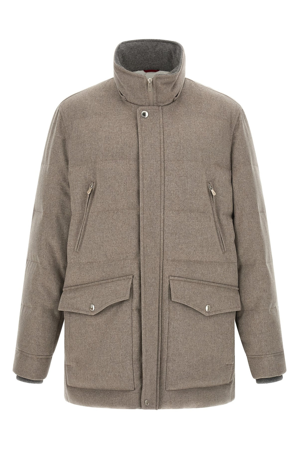 Brunello Cucinelli Men's Wool Flannel Parka in Beige - view 3