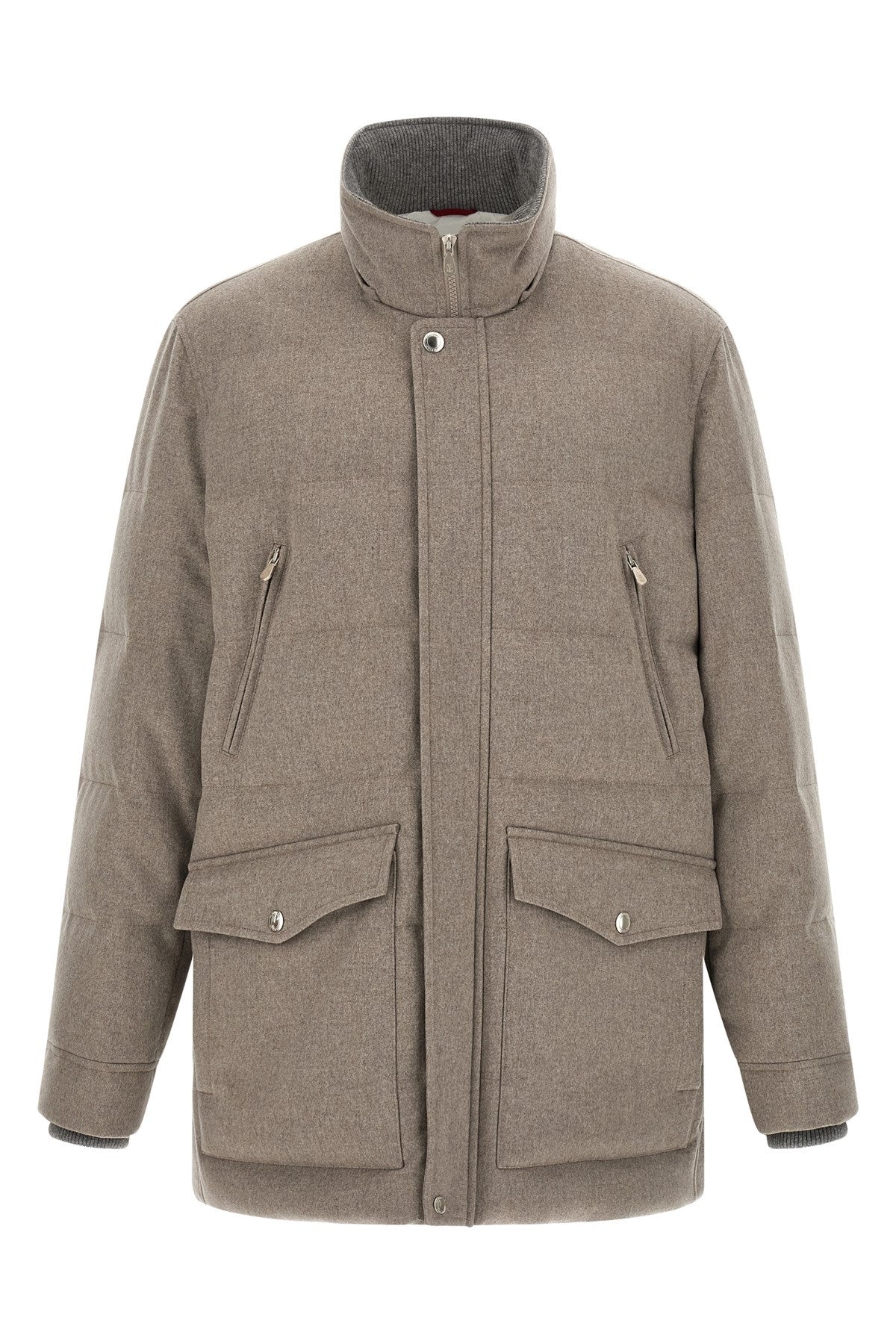 Brunello Cucinelli Men's Wool Flannel Parka in Beige - view 3
