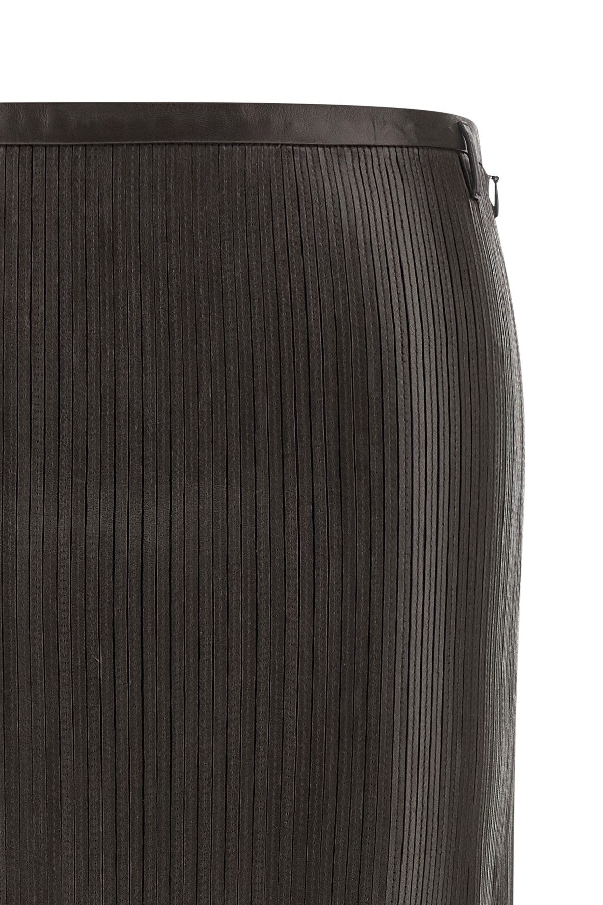 Tom Ford Women's 3D Ribbed Skirt in Brown Leather - view 3
