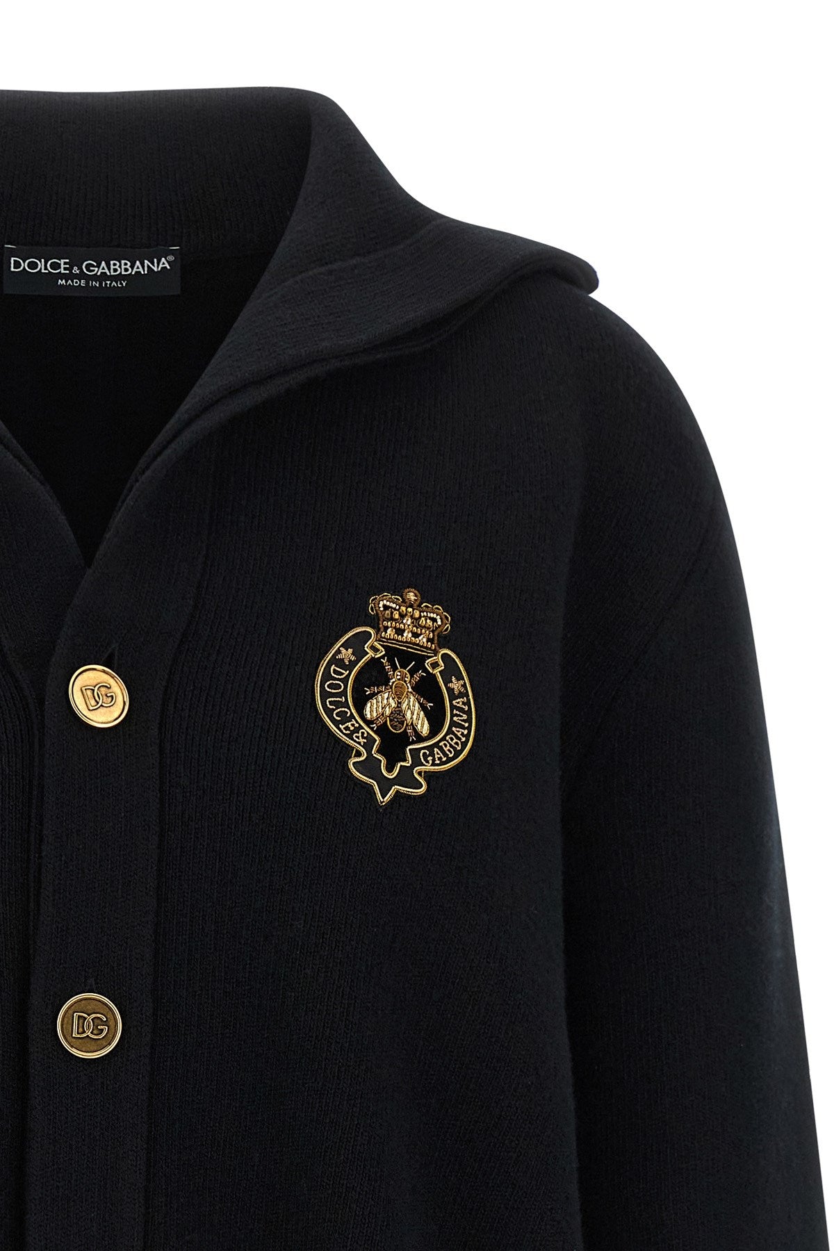 Dolce & Gabbana Men's Embroidery Cardigan in Black Wool - view 3