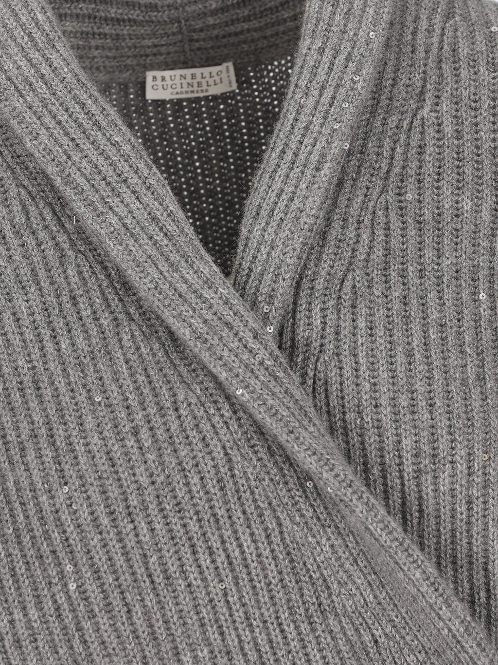 Brunello Cucinelli Women's Cashmere Silk Cardigan in Grey - view 3