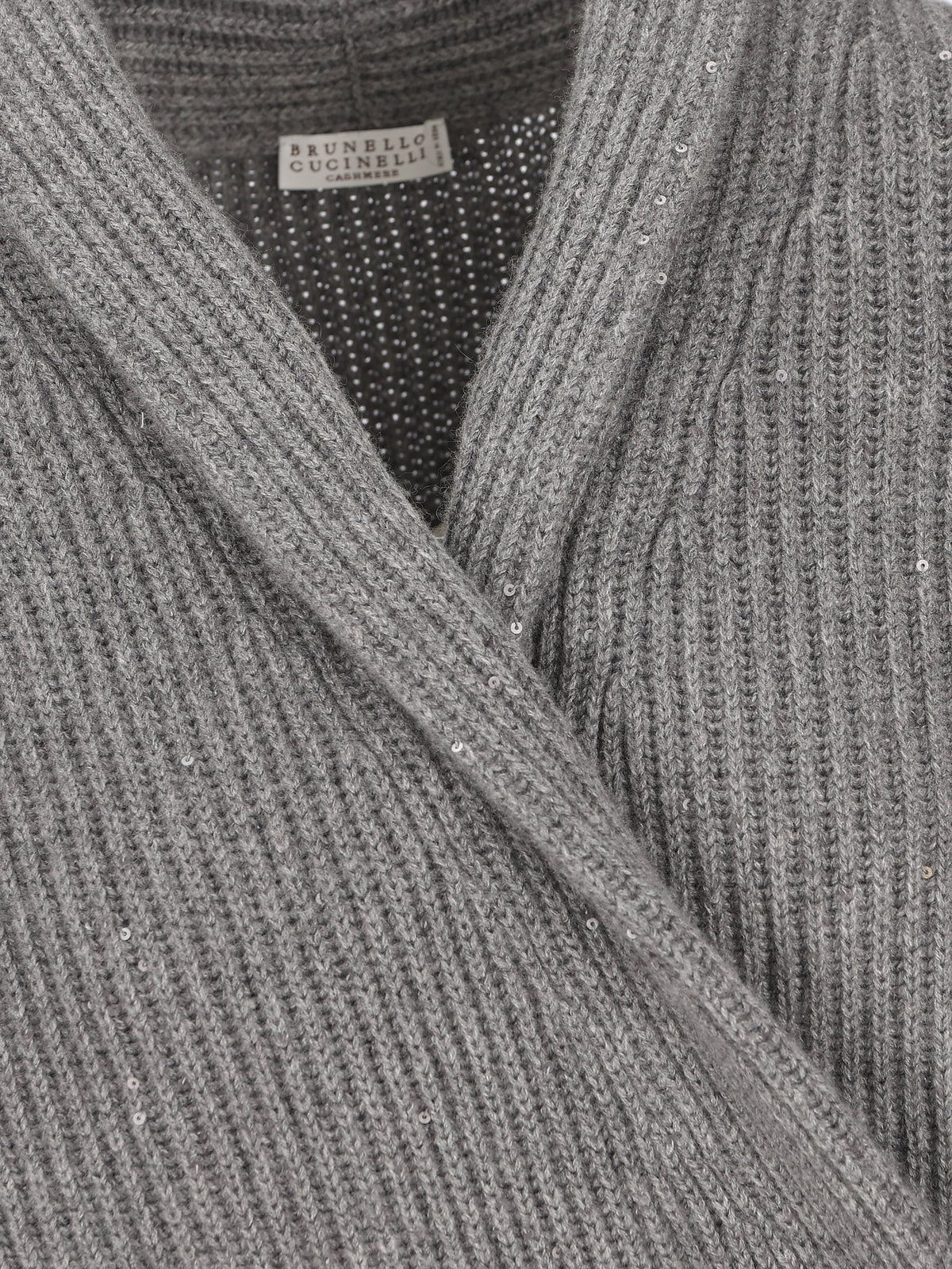 Brunello Cucinelli Women's Cashmere Silk Cardigan in Grey - view 3