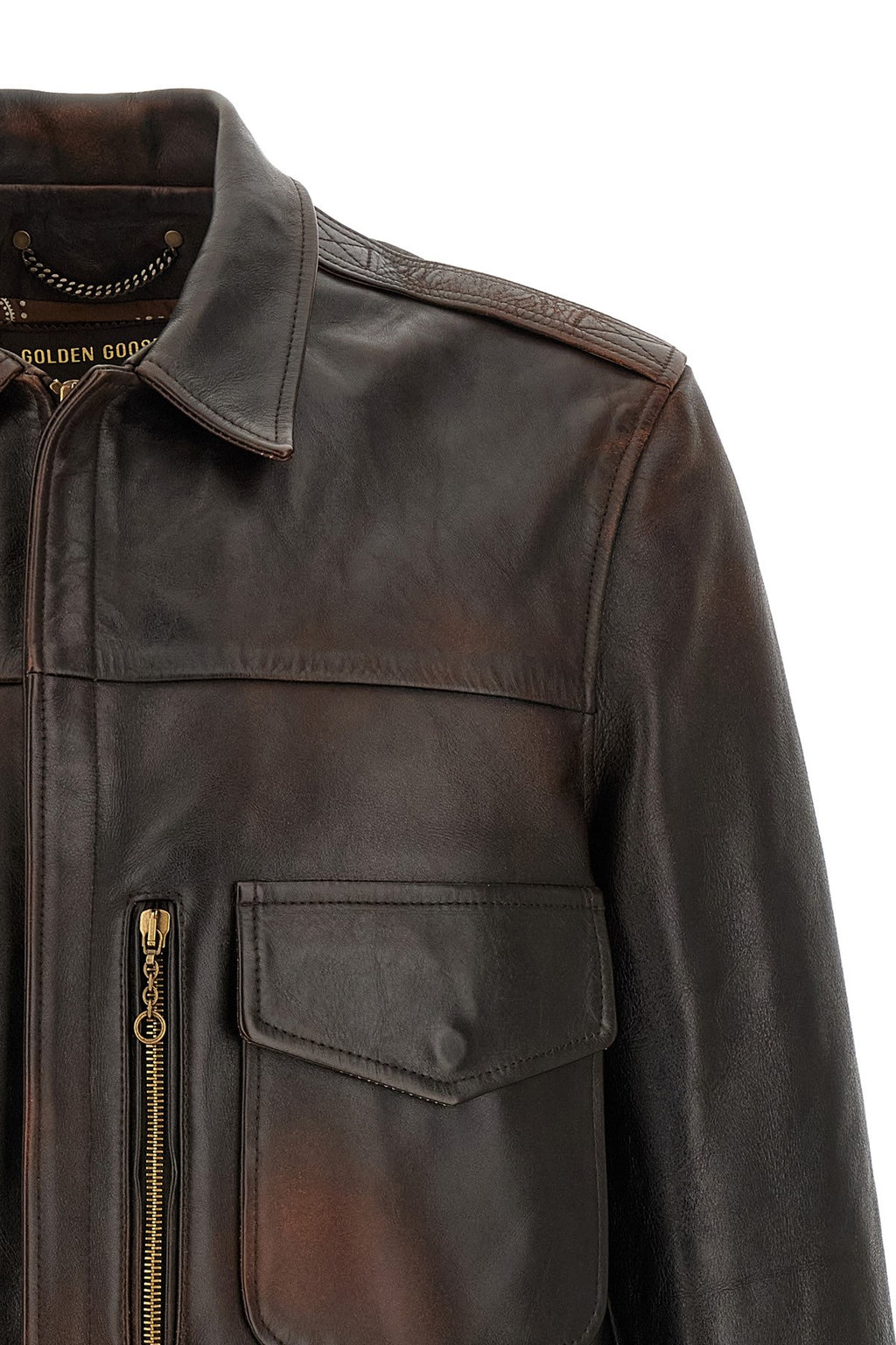 Golden Goose Men's Journey Bomber Jacket in Brown Leather - view 3