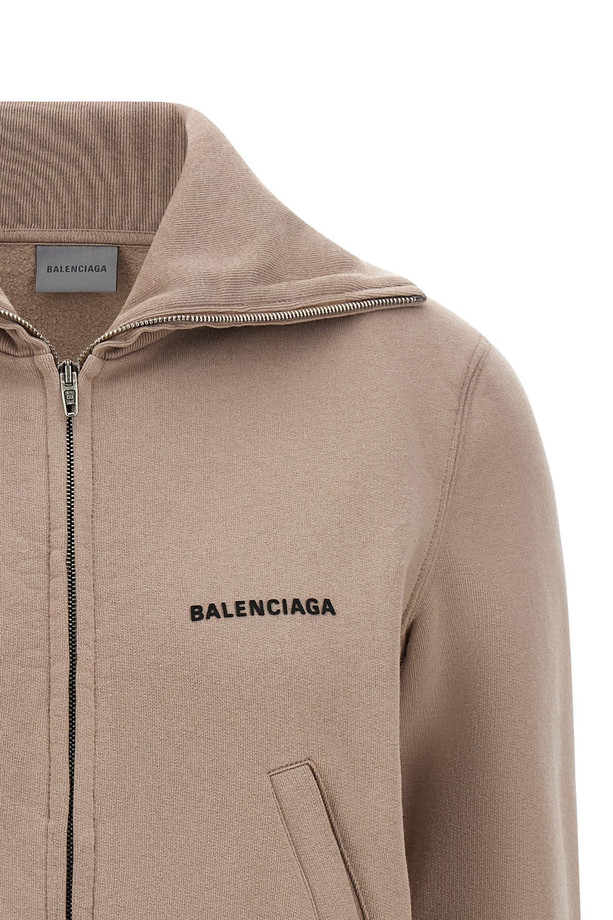 Balenciaga Women's Slim Zip Sweatshirt in Pink Cotton - view 3