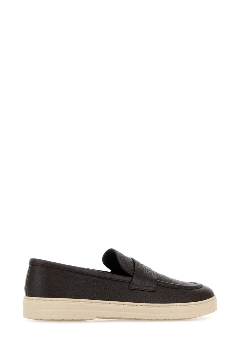 Prada Men's Leather Loafers in Dark Brown