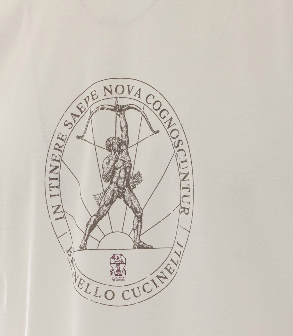Brunello Cucinelli Men's Cotton Logo T-Shirt in White