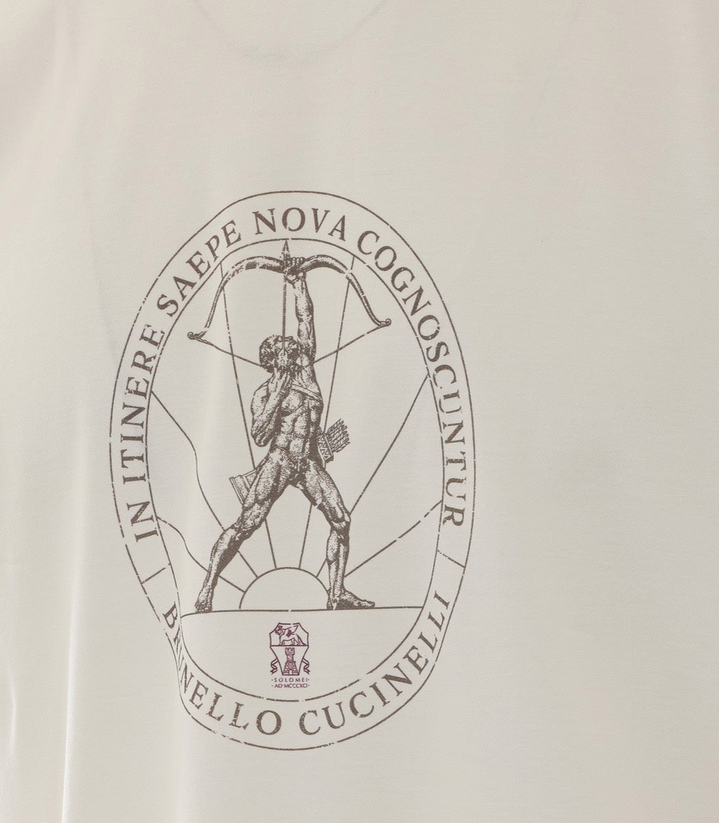 Brunello Cucinelli Men's Cotton Logo T-Shirt in White