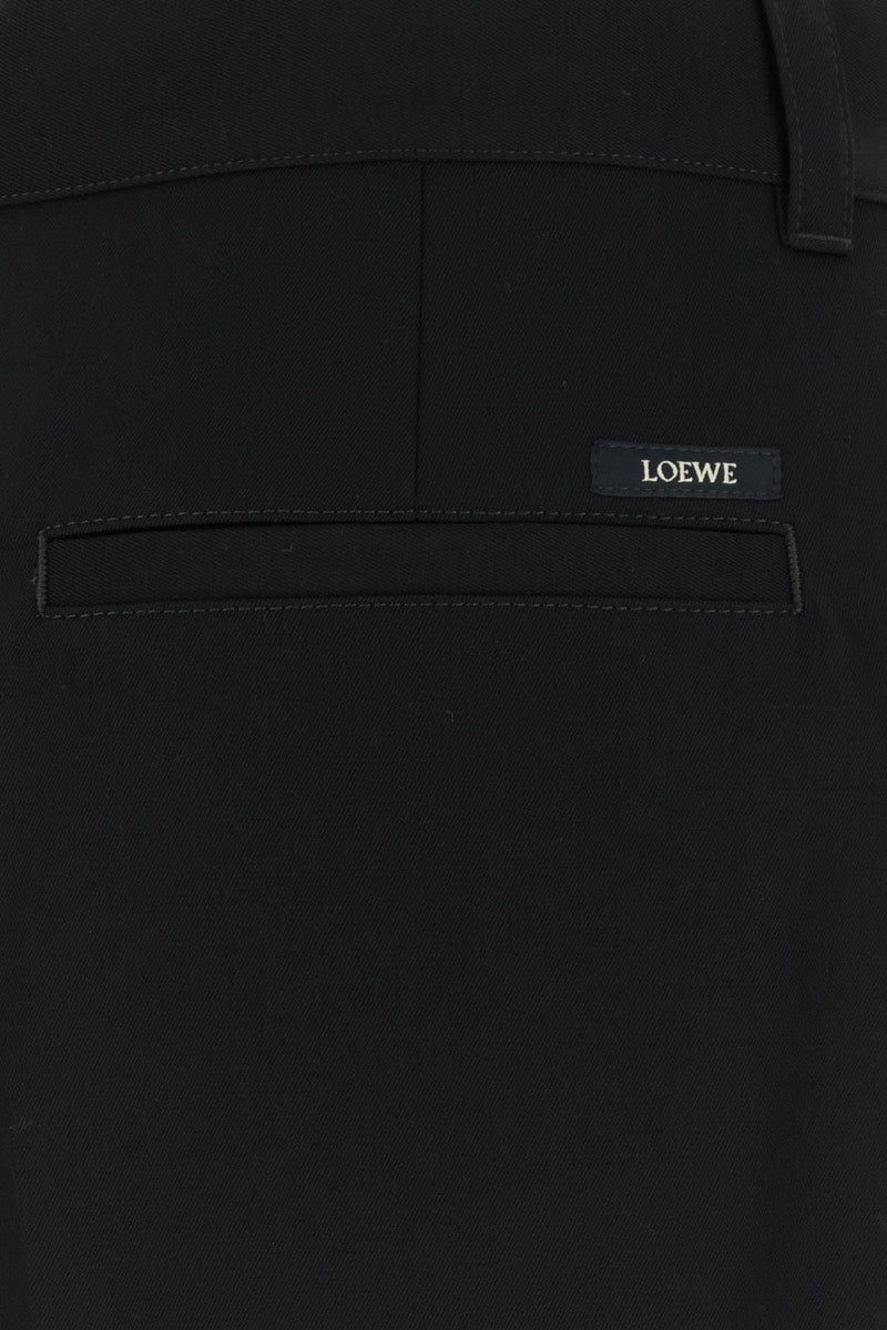 Loewe Men's Wool Wide-Leg Pants in Black