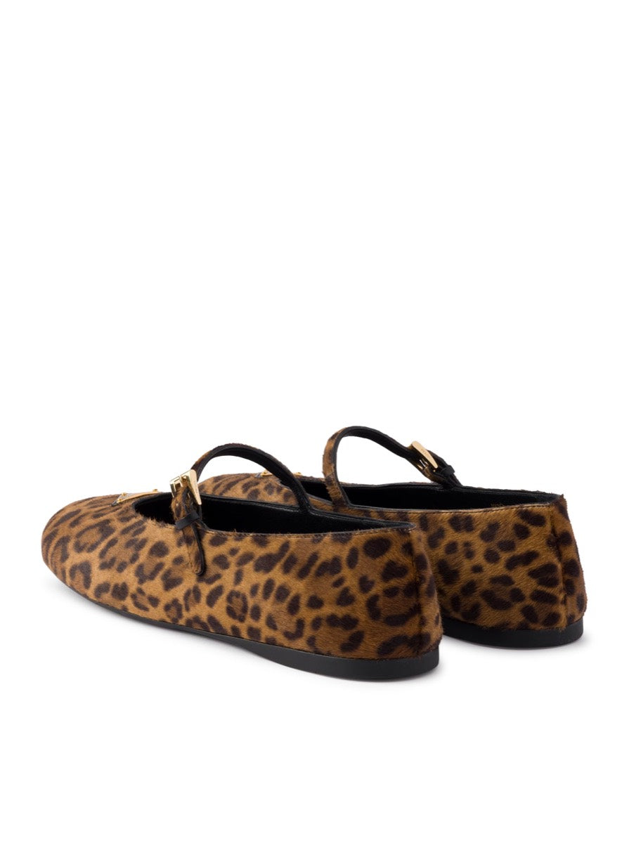 Prada Women's Calf Leather Ballerina Flats in Honey