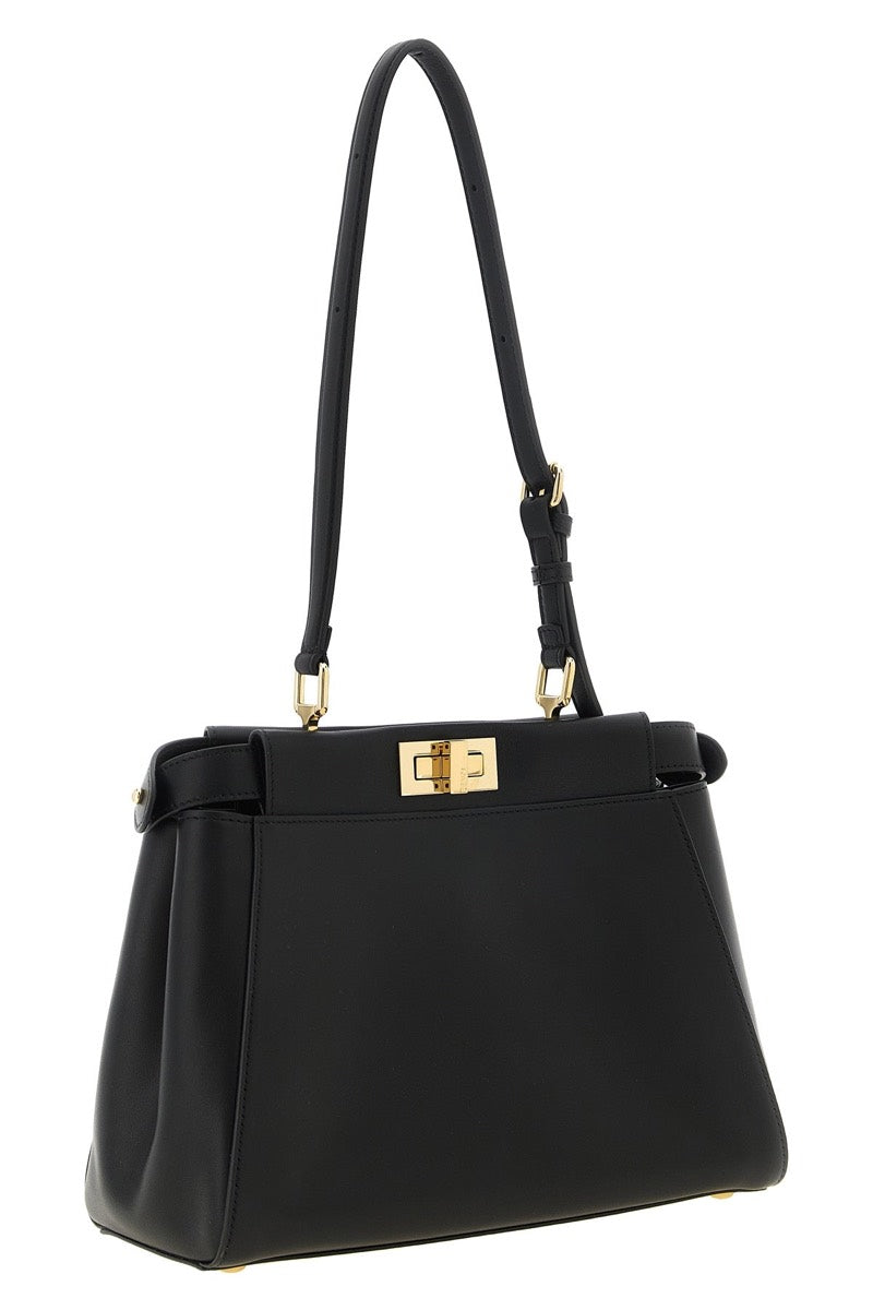 Fendi Women's Leather Peekaboo Shoulder Bag in Black