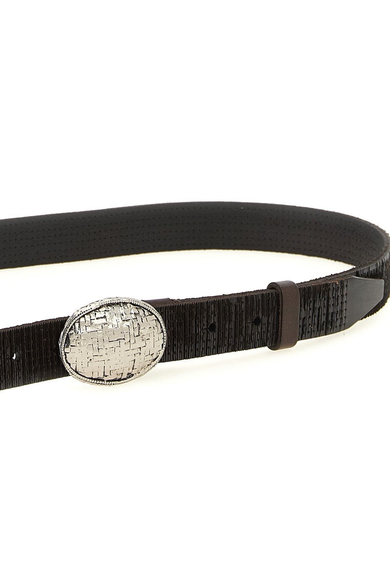 Brunello Cucinelli Men's Calf Leather Belt in Brown