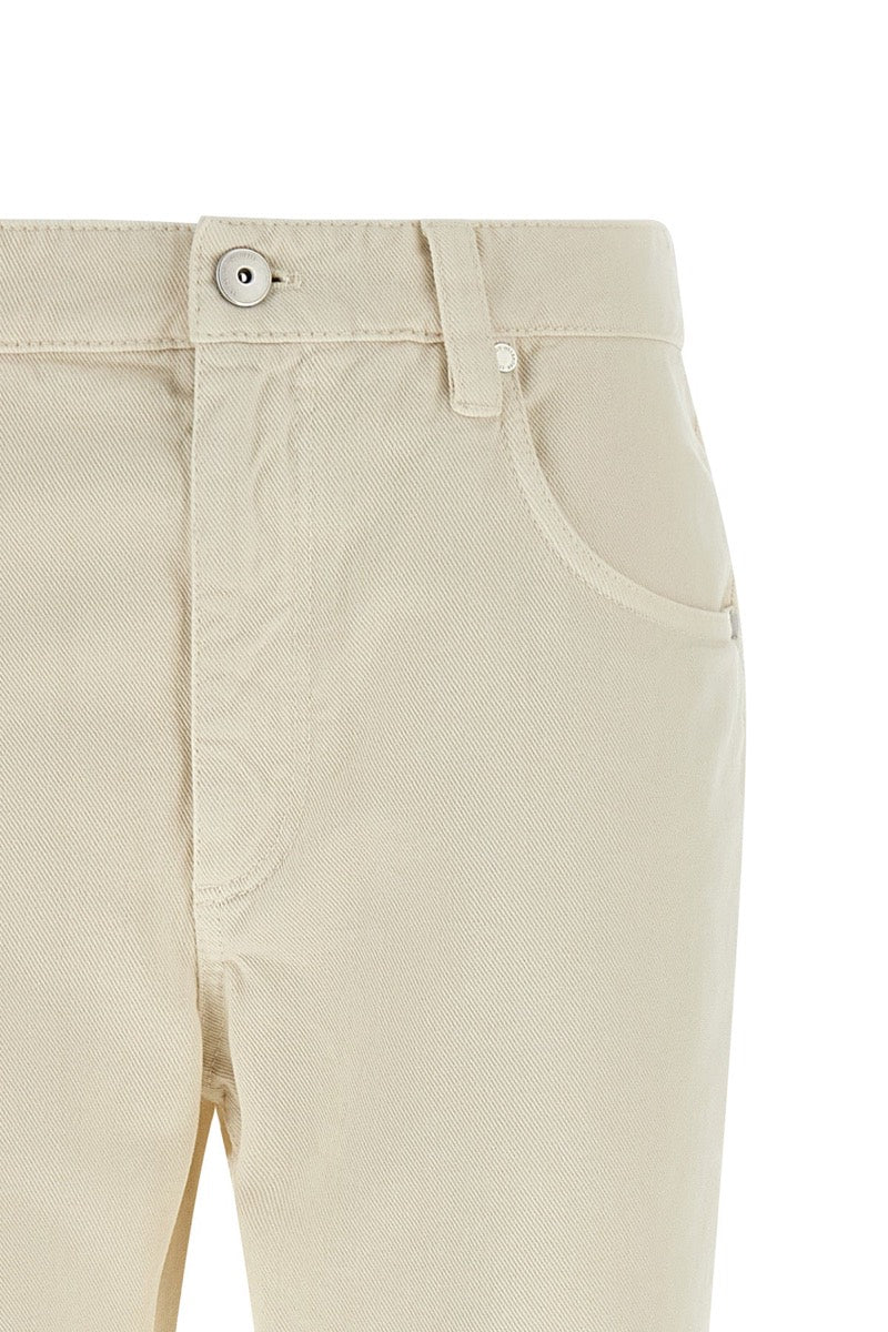Brunello Cucinelli Women's Cotton Canvas Jeans in Beige