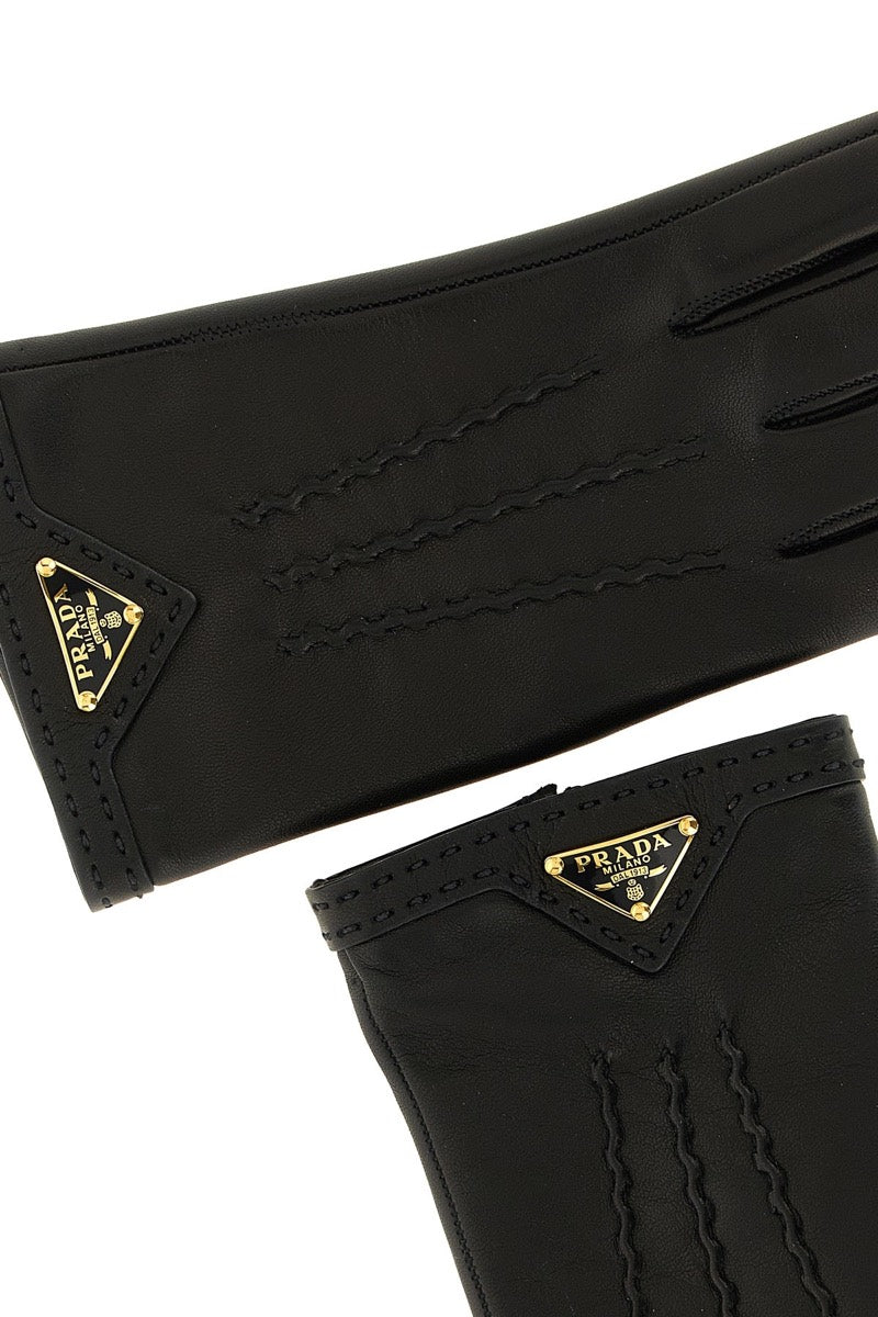 Prada Women's Nappa Leather Gloves in Black