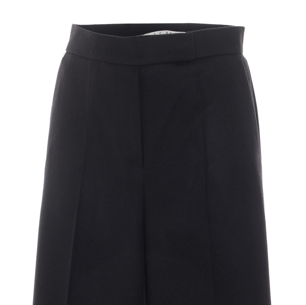 Max Mara Women's Camel Hair Wide-Leg Pants in Black
