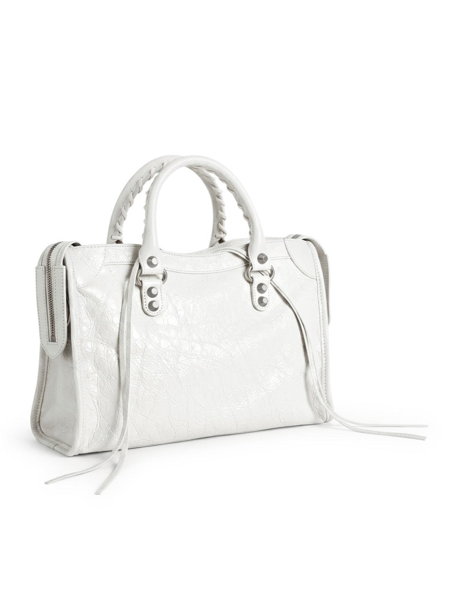 Balenciaga Women's Lambskin Le City Bag in Optic White