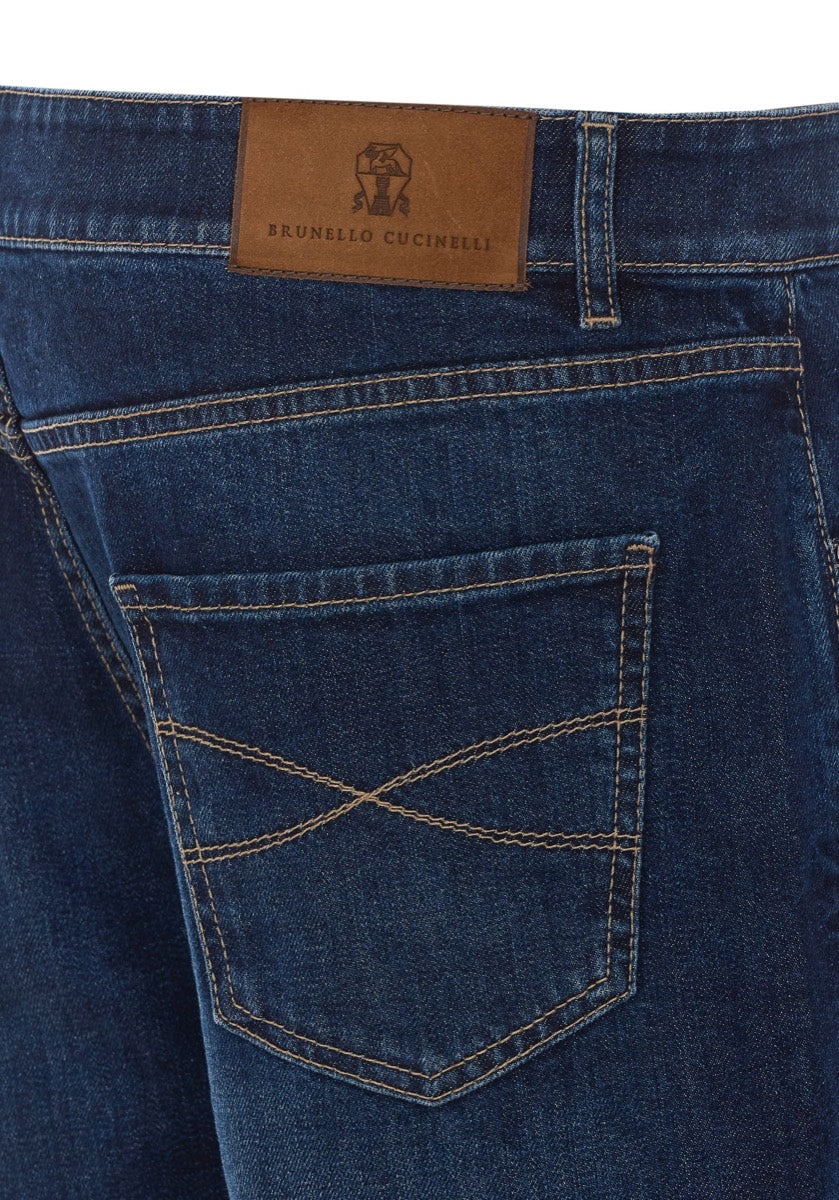 Brunello Cucinelli Men's Stretch Denim Jeans in Blue