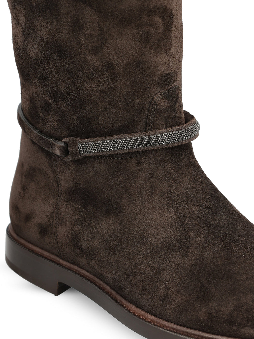 Brunello Cucinelli Women's Suede Strap Boots in Brown - view 4