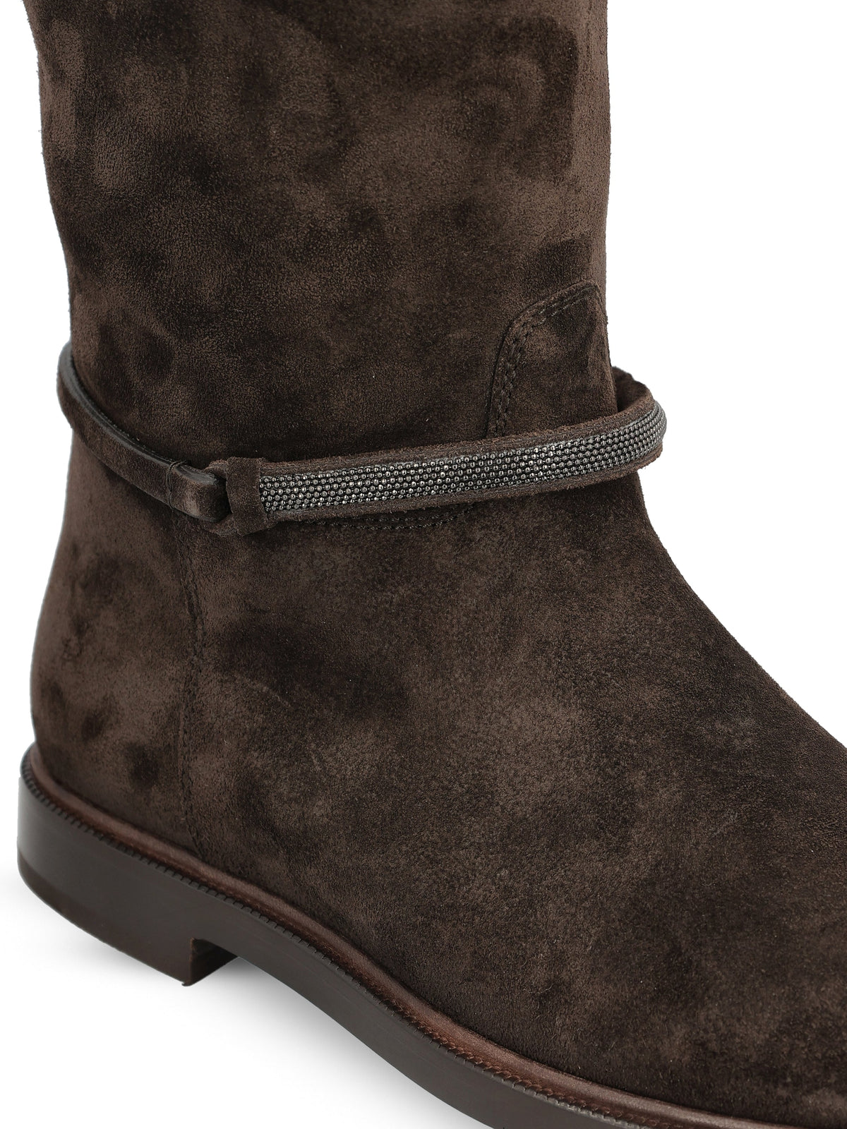 Brunello Cucinelli Women's Suede Strap Boots in Brown - view 4