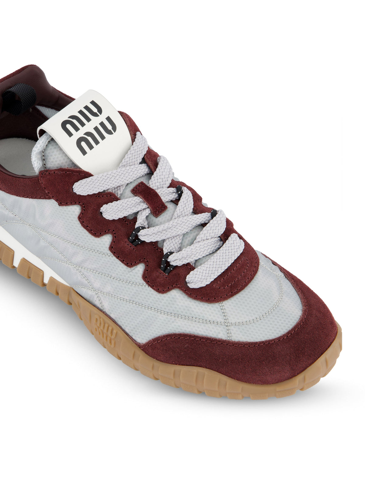 Miu Miu Women's Suede Sneakers in Aluminium and Red - view 4