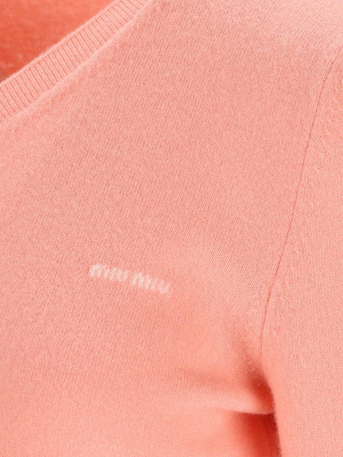 Miu Miu Women's Virgin Wool V-Neck Jumper in Apricot - view 4