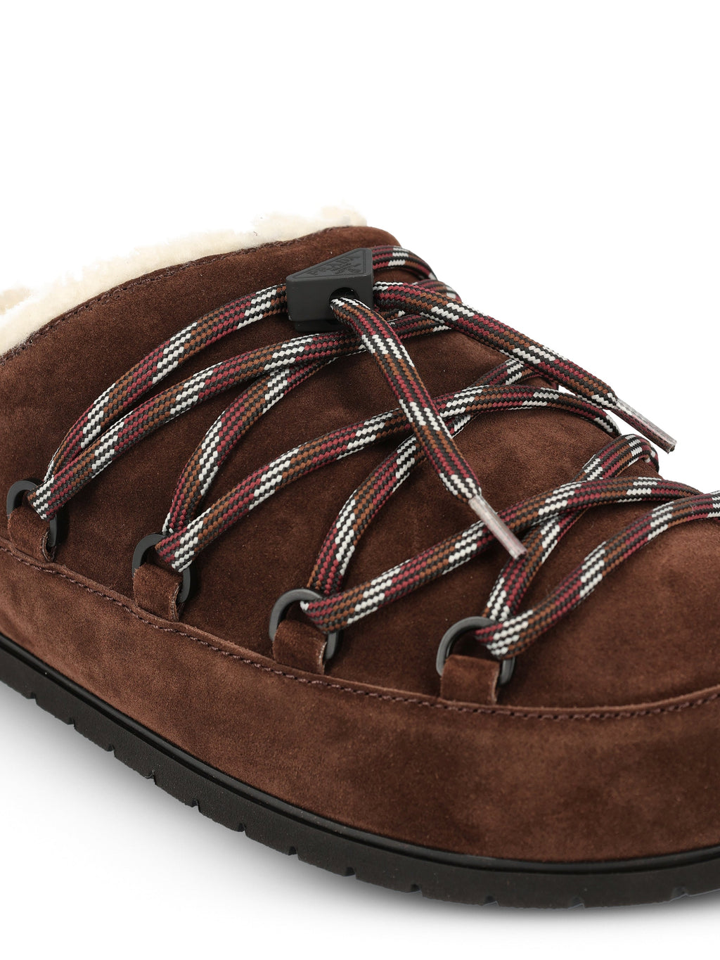 Prada Women's Suede Shearling Mules in Brown - view 4