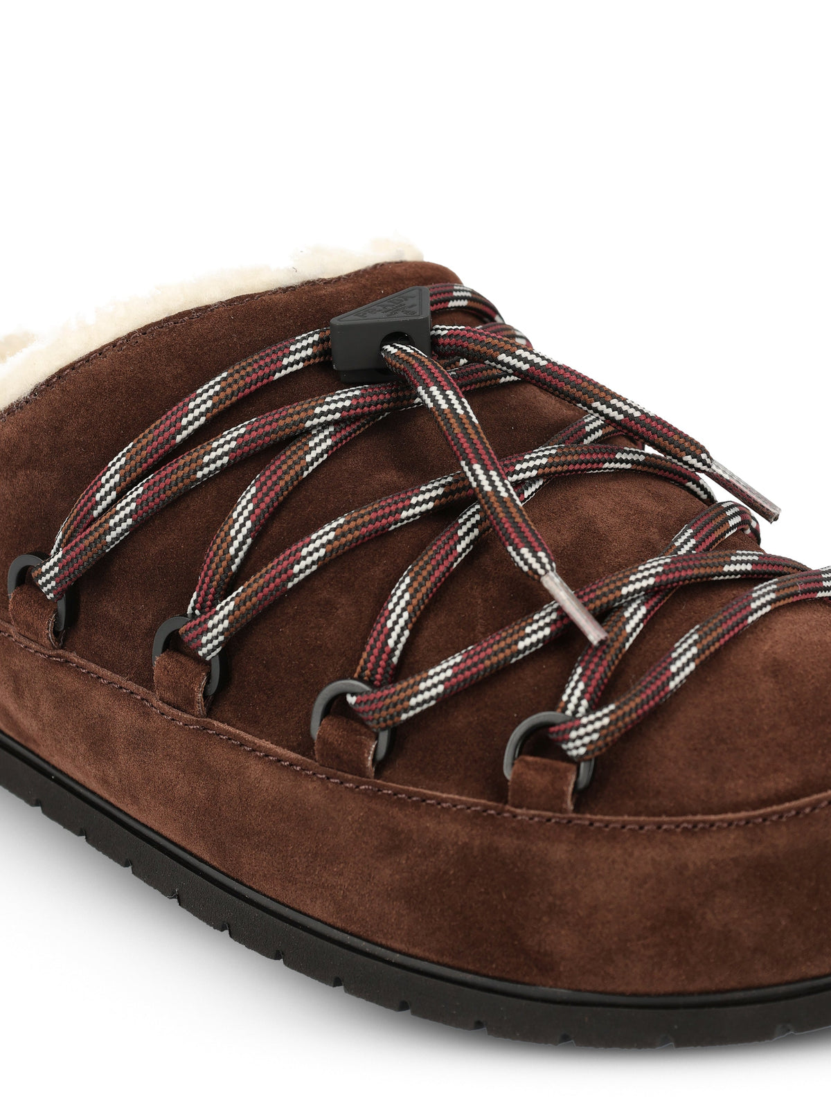 Prada Women's Suede Shearling Mules in Brown - view 4