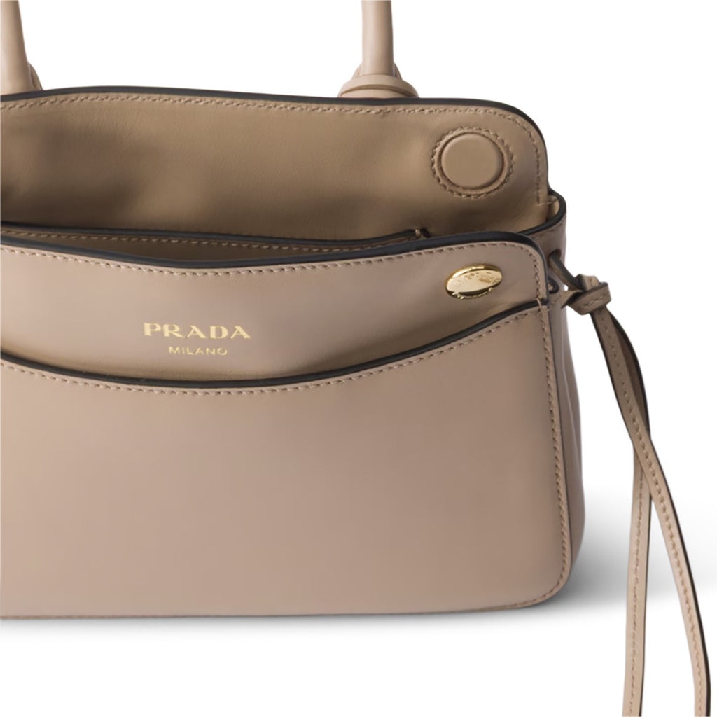 Prada Women's Calf Leather Carry Bag in Cammeo