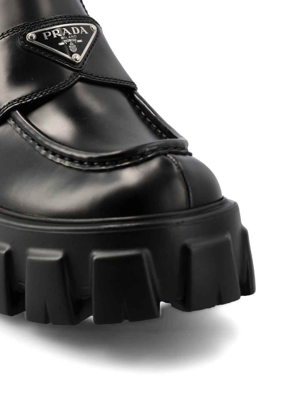 Prada Women's Monolith Brushed Leather Loafers in Black - view 4