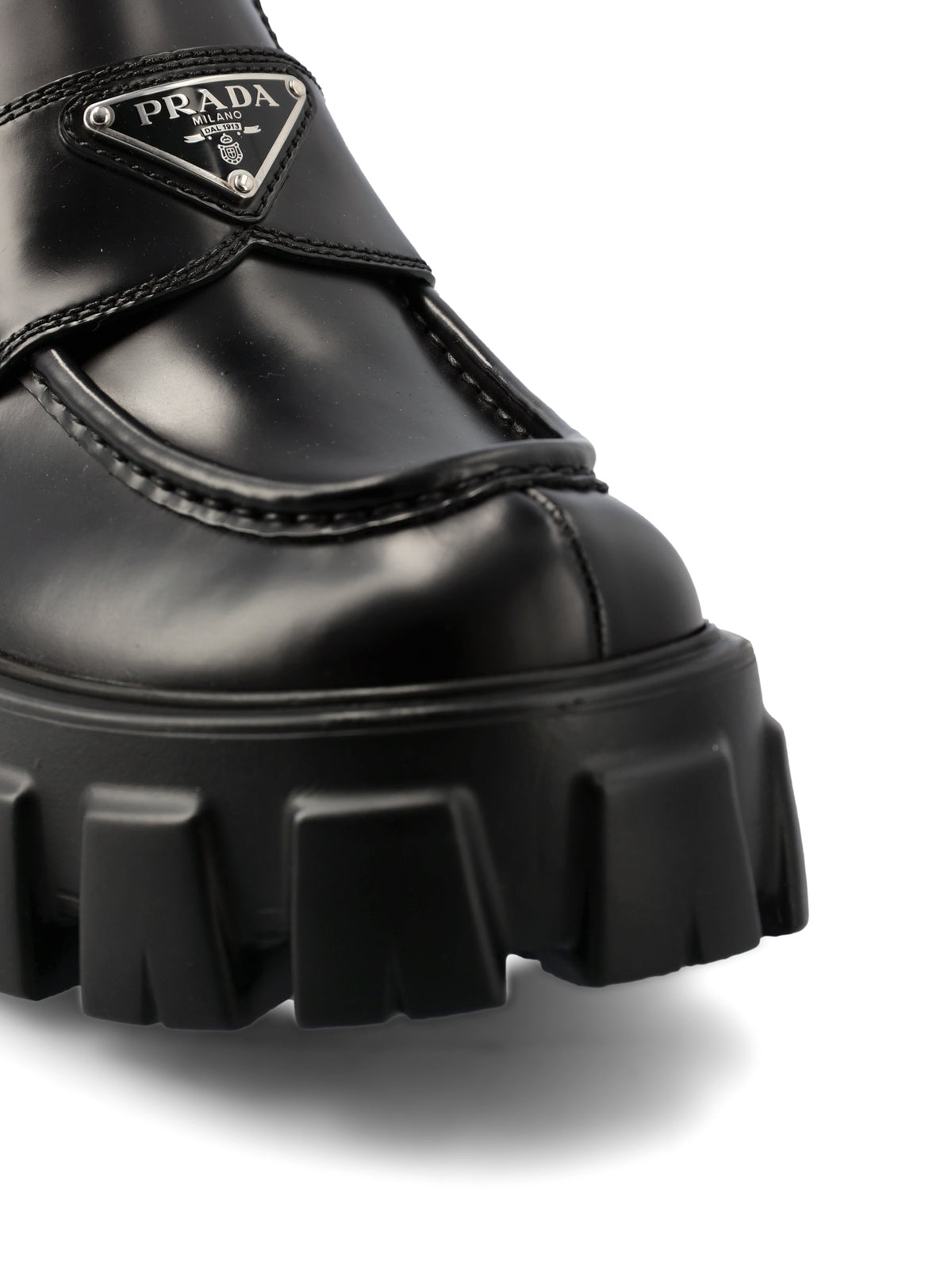 Prada Women's Monolith Brushed Leather Loafers in Black - view 4