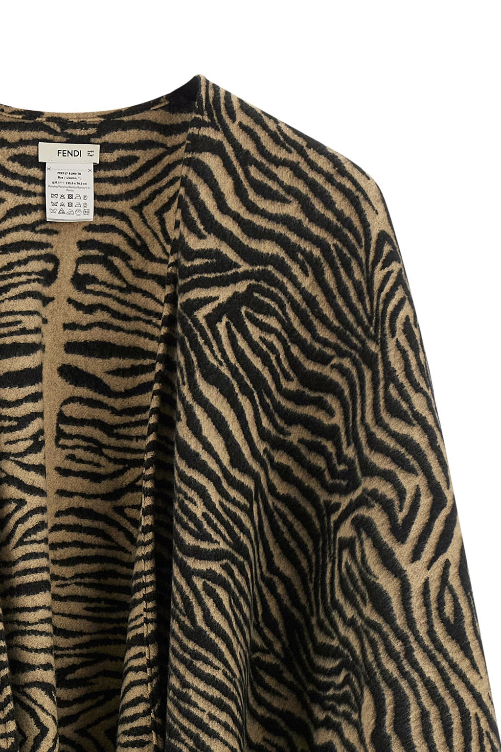 Fendi Women's Tiger Poncho in Beige Wool - view 4