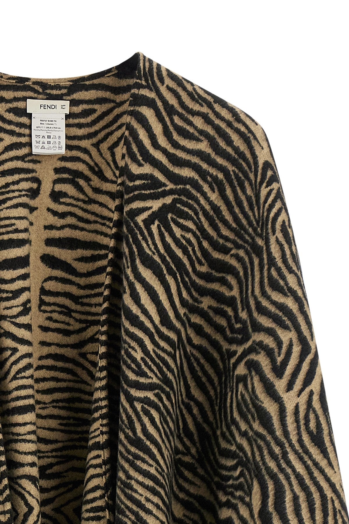 Fendi Women's Tiger Poncho in Beige Wool - view 4